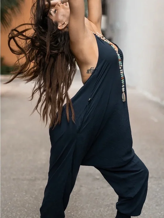 Buddha Pants The Catsuit | Blue Cotton Harem Jumpsuit XS - Picture 11 of 11